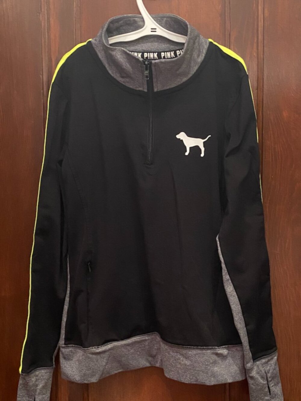 PINK Victoria's Secret Black and Gray Athletic Quarter Zip Women, Size XS